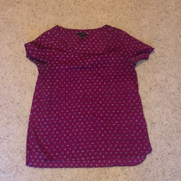 Banana Republic Tops - Banana Republic short sleeve blue and pink heart blouse size medium